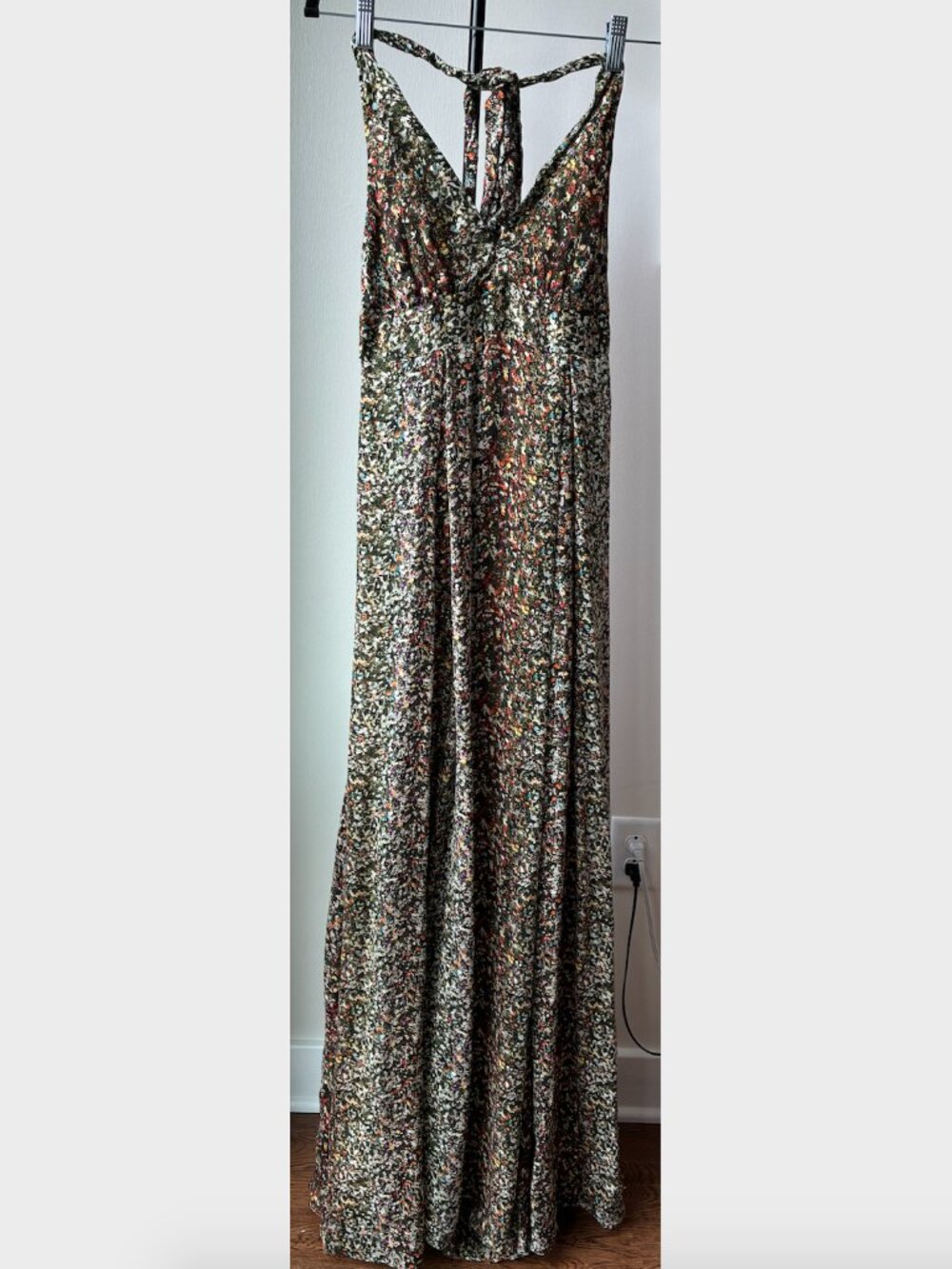 Adam Lippes Silk Floral Impressionist Maxi Halter Dress - Size 4